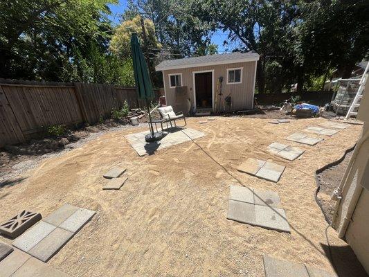 Got two tons (2 yards) of decomposed granite and it has our barren yard looking like a fancy park before we even finished!