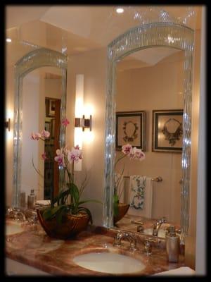 Unique custom mirrors and mirrored walls.