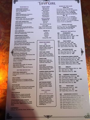 Drink menu