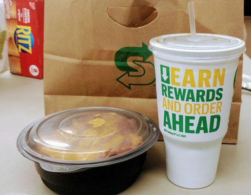 Roast beef protein bowl and a large drink $18.97