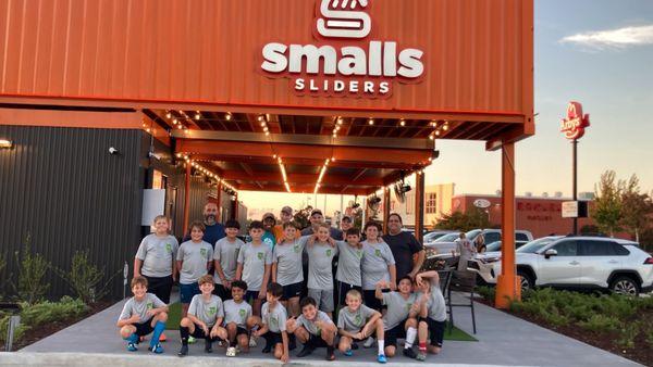 Youth Soccer Team on one of Smalls Sliders Give Backs Days