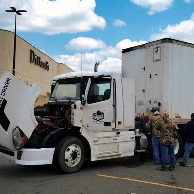 Pre-trip inspection on a truck