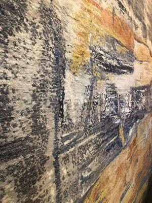 Paint on Pallet Knife R# 2483 9 x 12'3 grey gold white terracotta periwinkle modern contemporary abstract wool pile