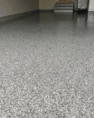 Flake/Chip epoxy broadcast is great for your garage!