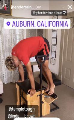 Pilates is for everyone!  This college athlete who plays basketball on a scholarship loves the Pilates Chair to strengthen his core