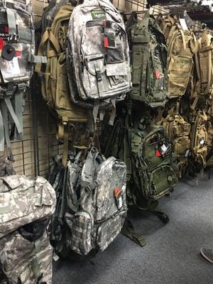 Tactical bags, all colors, blue camo, desert camo, vintage camo, black, grey, tan etc etc