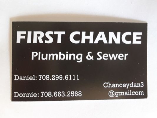 First Chance Plumbing and Sewer original business card.