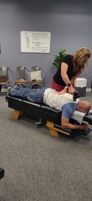 Dr. Ellis finishes each adjustment with a few minutes of percussion along the back to loosen up muscles.