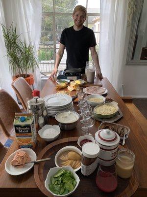 What a delectable spread! Jeff is an amazing host & his creations are scrumptious. What a perfect brunch experience.