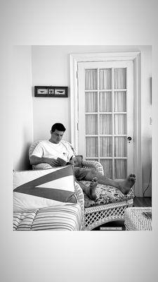 Relaxing on the indoor porch with the breeze coming through