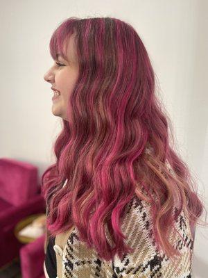 Pink Highlights over fresh highlights with pink Bolyage.