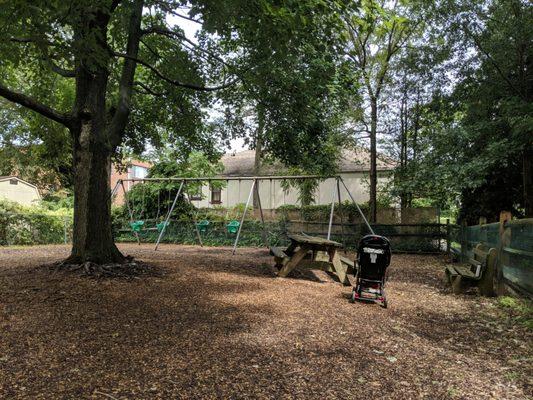 Swings and picnic table