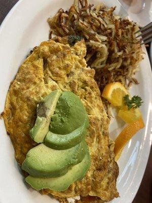 South of the border omelette with avocado