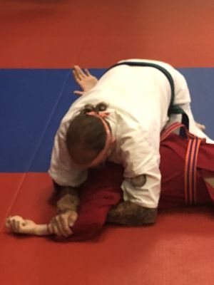 Working on a short arm lock.