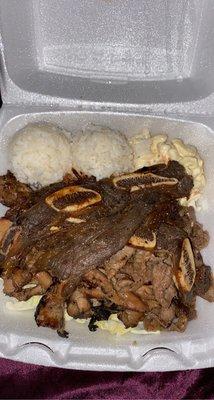 I have the mixed meat plate with rice and macaroni salad was delicious