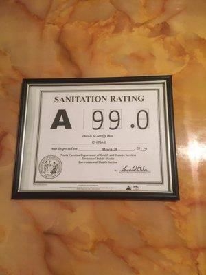 Sanitation rating