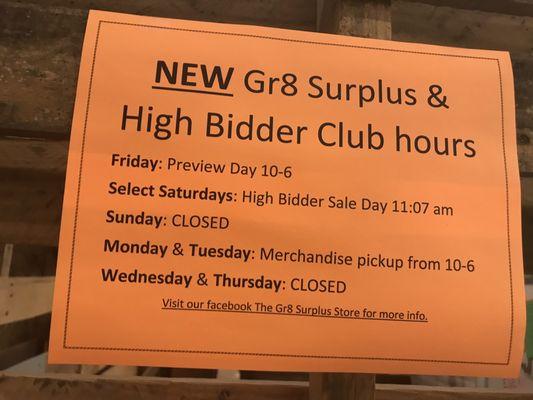 High bidder club hours