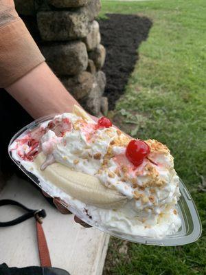 Banana split with all the fixings, so good!