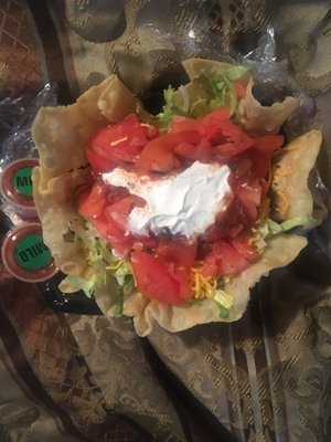 Taco salad with EXTRA MILD SAUCE!