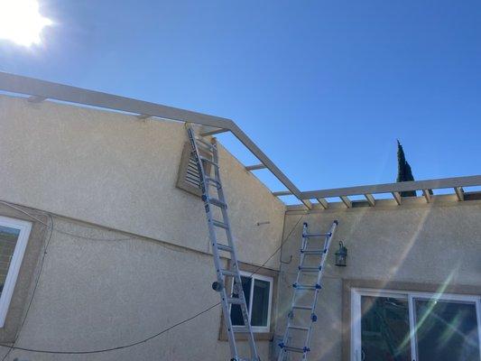 New facia board around the house makes the roof look a lot better when completed.