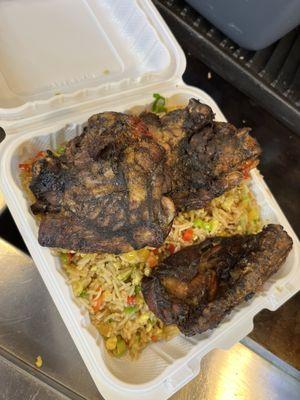 Jerk chicken and fried rice (special order)