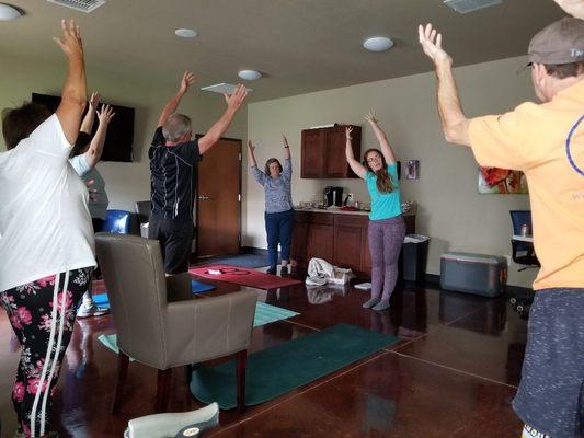 Get your limb on support group teaching amputee yoga.