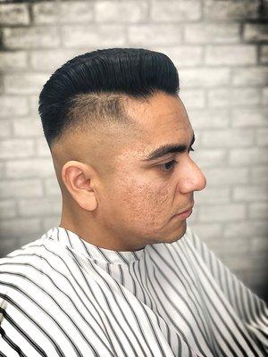 Shear work on top, bald fade