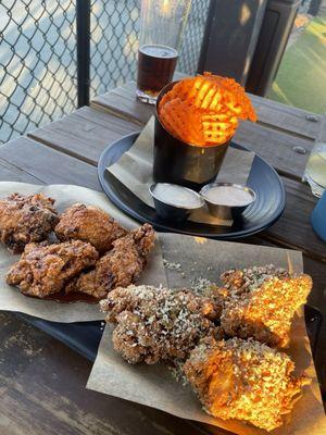 Wings and sweet potato fries!