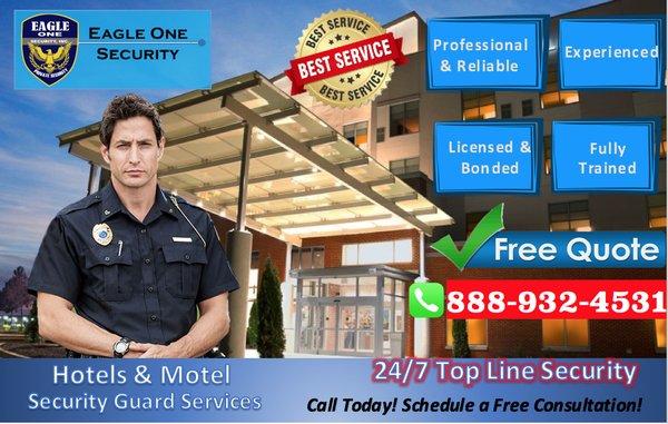 Hotel & Motel Security Guard Services! Professional protection! Eagle One Security