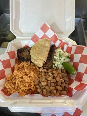 Asada Plate with Rice and Beans