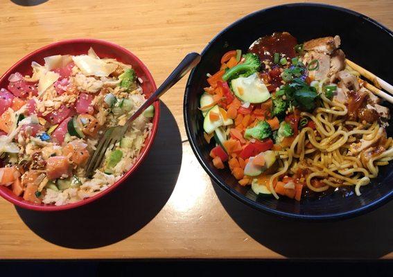 Poke and yakitori bowls