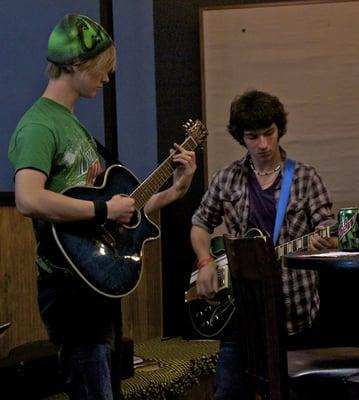 Student bands provide worship music for Wednesday night Momentum for youth.