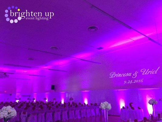 Lodi Wedding Uplighting Custom Monogram American Legion Hall American | Brighten Up Event Lighting