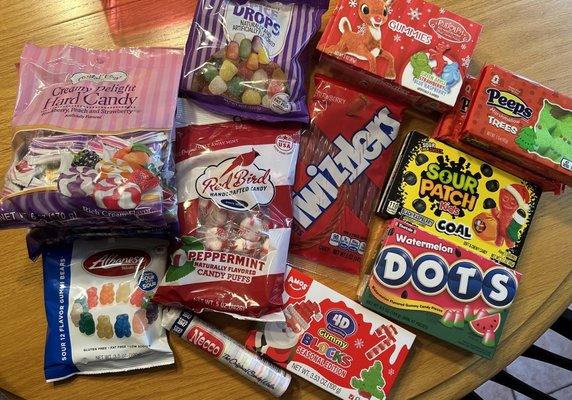 Candy haul for gingerbread house decorating