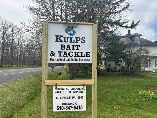 KULPS BAIT AND TACKLE SIGN OUT FRONT OF STORE