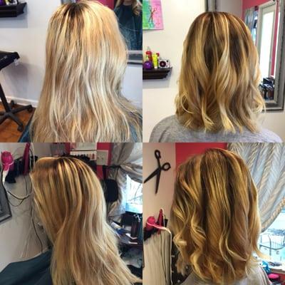 Before and after balayage by Mandie