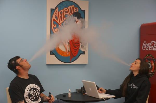 Larry and Haley take a break to cloud the place out! Come on by and get your vape on with us!