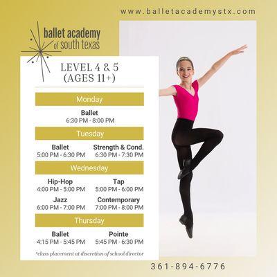 Classes for ages 11+