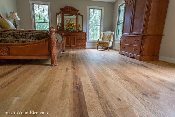 Live Sawn White Oak Flooring at random width 3-5"  with a natural oil.