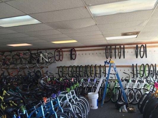 Bike Shop Before - faded light colors of all sorts.