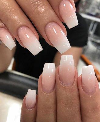 Ombré nude + white