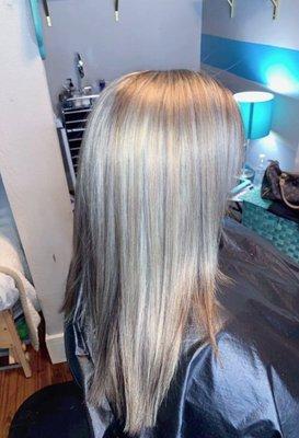 Her second session from black to platinum blonde