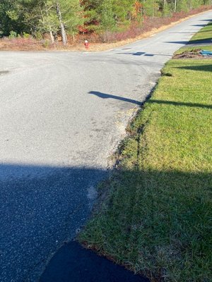 ran over corner of lawn by construction truck.