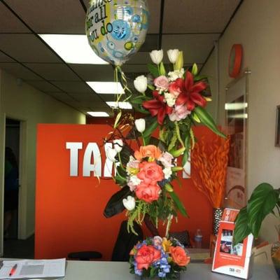 Flowers sent to us by another thankful and satisfied client. Much appreciated.