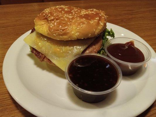 Beyond Burger with Bourbon, BBQ, and All American sauces.