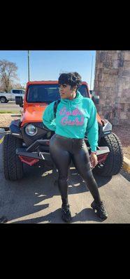 She's rocking the "GODz Gurl" hoodie that comes in any color custom,looking exquisite!