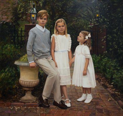 Professional commission oil painting portraits on canvas by artist, Mark Lovett. Call 301-873-4701 to commission a portrait painting.