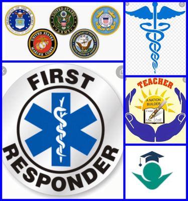 We give First Responders, Military, Teachers, Medical Personnel and Students 20% Discount off membership dues