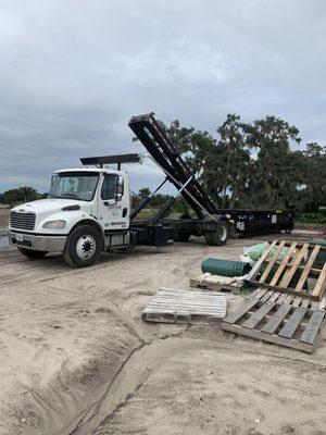 Just dropping off a dumpster for a client