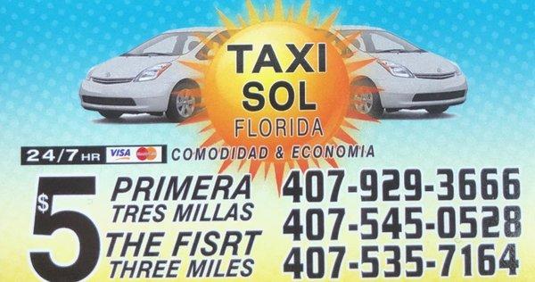 5 $ Las primeras 3 millas 35 $ Aeropuerto Orlando LLAMA